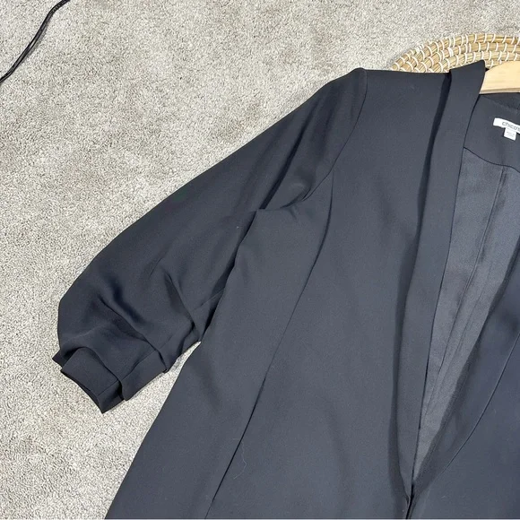 Chico’s Women’s Ruched Sleeve Blazer Open Front Lined Office in Black 2/US 12 - Picture 5 of 14